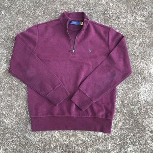 Polo by Ralph Lauren Men's Purple Double Knit Tech Quarter-Zip Sweater